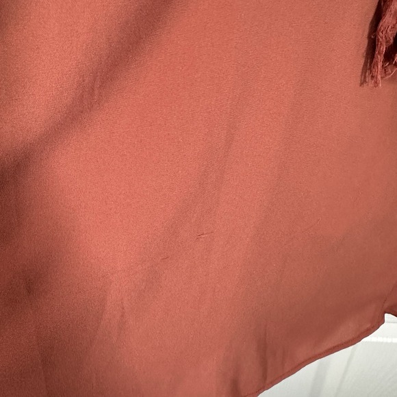 DR2 Blouse Large L Women's Rust With Navy Trim - Picture 10 of 12